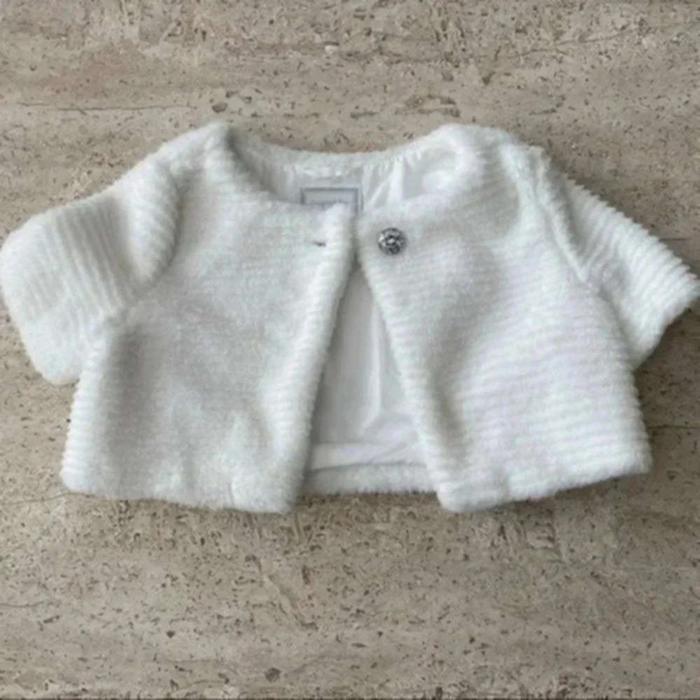Gymboree Girls Faux Fur Jacket white/ ivory